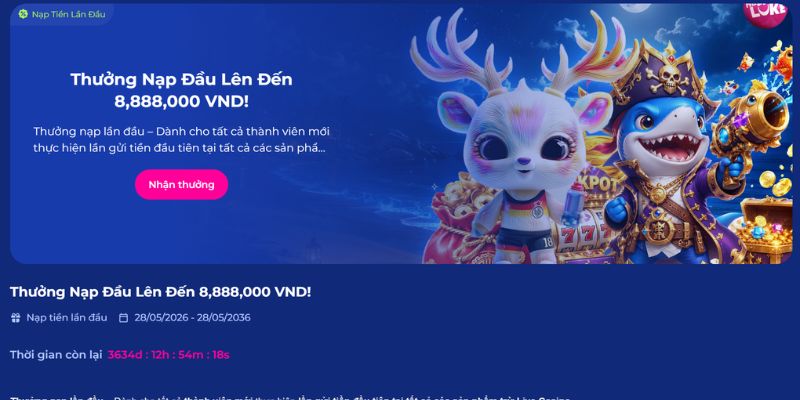 Phần thưởng khuyến mãi HAPPYLUKE dành cho người chơi mới